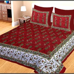 144 TC Cotton Double Jaipuri Prints Flat Bedsheet-image-9