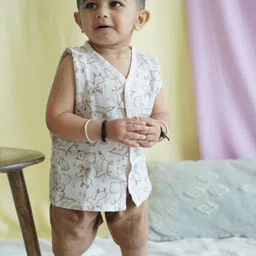 The Boo Boo Club Kids Printed Organic Muslin Jhabla & Short-picture-21