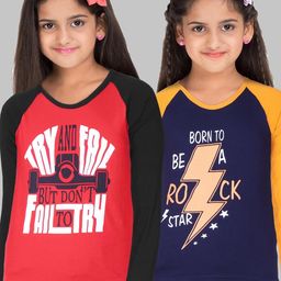 Fleximaa Kids Pack of 2 Red & Black Printed T-shirts-18