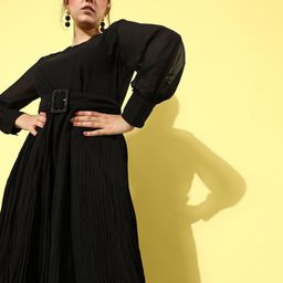 ANVI Be Yourself Women Elegant Black Solid Plisse Jumpsuit-image-17