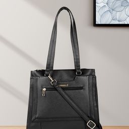 Caprese Black Solid Leather Structured Shoulder Bag-26