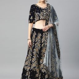 Divine International Trading Co Navy Blue Embroidered Beads & Stones Lehenga Choli Set-picture-13