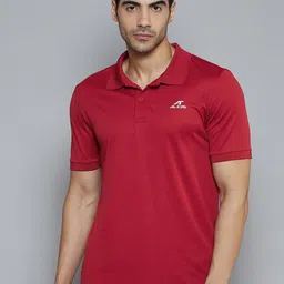 Alcis Men Maroon Solid Polo Collar Slim Fit T-shirt-image-39