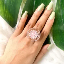 I Jewels Rose Gold-Plated CZ AD-Studded Finger Ring-13