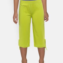 SINI MINI Girls Lime Green Solid Regular Fit Capris-image-90