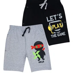 KYDA KIDS Boys Pack of 2 Black & Grey Printed Shorts-picture-20