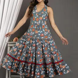 A&K Ethnic Motifs Printed A-Line Midi Ethnic Dresses-image-89