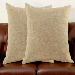 CASA-NEST Beige 2 pieces Square Jute Cotton Cushion Covers-40