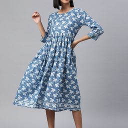 RAJGRANTH Floral Print A-Line Dress-image-6