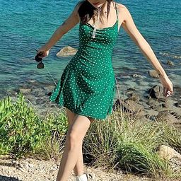 LULU & SKY Polka Dots Printed Shoulder Straps A-Line Dress-image-53