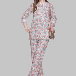 KIZA Floral Printed Pure Cotton Top With Trouser Co-Ords-picture-27