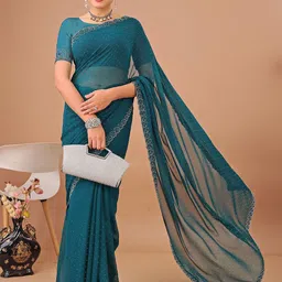 Leelavati Embellished Beads and Stones Pure Chiffon Saree-image-31