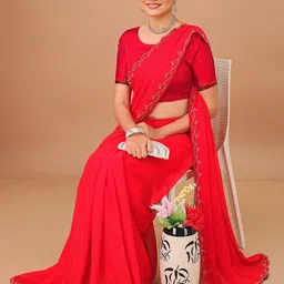 Leelavati Embellished Beads and Stones Pure Chiffon Saree-image-61