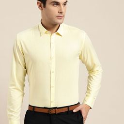 SOJANYA Men Yellow Classic Regular Fit Solid Formal Shirt-image-45