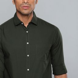 Dennis Lingo Men Olive Green Slim Fit Solid Casual Shirt-image-96