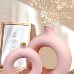 TIED RIBBONS Pink 2 Pcs Donut Shaped Ceramic Flower Vases-51