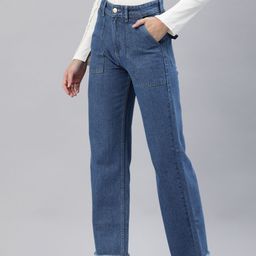 ADBUCKS Women Wide Leg High-Rise Heavy Fade Jeans-image-41