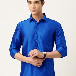 THANGAMAGAN Men Navy Blue Regular Fit Solid Casual Shirt-image-39