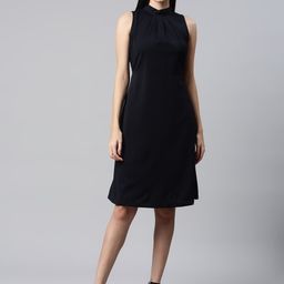 Ayaany Black Solid A-Line Dress-picture-40