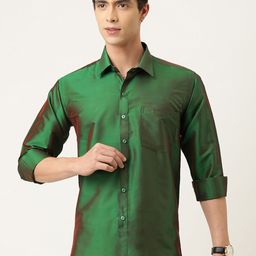 THANGAMAGAN Men Green Regular Fit Solid Casual Shirt-image-46