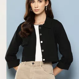 Aarika Women Solid Crop Denim Jacket-picture-40