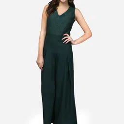 V&M Women Green Self Design Basic Jumpsuit-picture-8