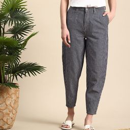 Mast & Harbour Striped Loose Fit High-Rise Trousers-image-39