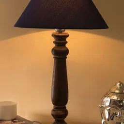 Homesake Navy Blue Solid Handcrafted Bedside Standard Table Lamp with Shade-58
