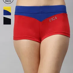 IC4 Women Pack Of 3 Mid-Rise Colourblocked Boyshort Briefs 0RBR-GN-YRB-1008P3-image-11