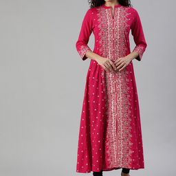 Ishin Women Pink Yoke Design Anarkali Kurta-picture-11