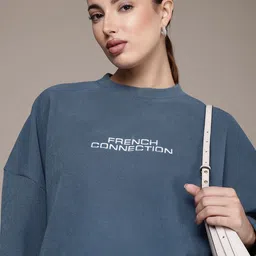 French Connection Ribbed Drop-Shoulder Sleeve Crewneck Sweatshirt-image-92