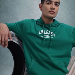 The Roadster Life Co. Relaxed Fit Typography Print Pure Cotton Hooded T-shirt-image-69