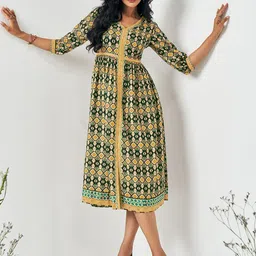 DRESOUL Ethnic Motifs Print A-Line Midi Dress-picture-46