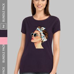 CHOZI Pack Of 2 Printed Bio Finish Cotton T-shirt-image-108