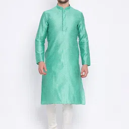 Sanwara Men Green Printed Straight Kurta-image-94
