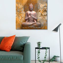 999Store Brown Printed Buddha Canvas Wall Art-35