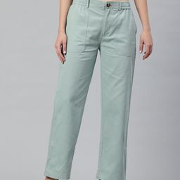Popnetic Women High-Rise Pure Cotton Trousers-image-86