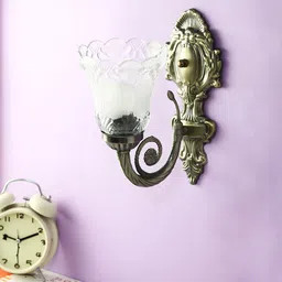 Aesthetic Home Solutions Gold-Toned Self Design Glass Wallchiere-image-8