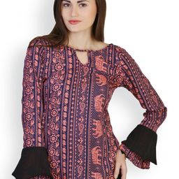 Belle Fille Blue & Coral Pink Printed Top-picture-15