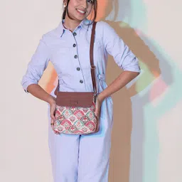 ZOUK Ethnic Motifs Printed Structured Sling Bag-63