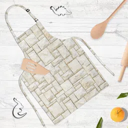ArtzFolio Kids White & Grey Printed Cotton Aprons-16