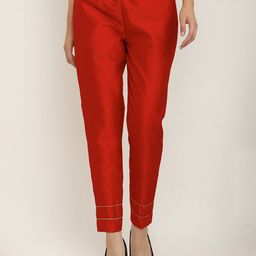 FLOREOS Women Textured Relaxed Fit Comfort Easy Wash Trousers-image-65