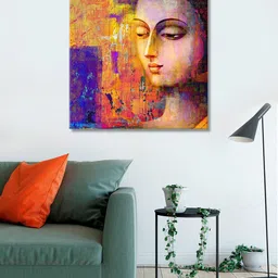 999Store Yellow & Blue Lord Buddha Face Portrait Wall Art-29