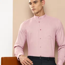 INVICTUS Pure Cotton Self Design Slim Fit Textured Formal Shirt-image-46