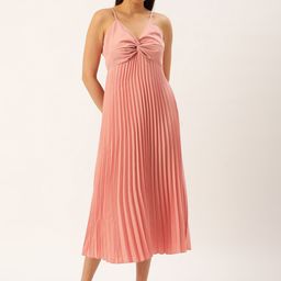 U&F Crepe Accordion Pleated A-Line Midi Dress-image-4