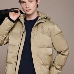 Nautica Brand Logo Printed Hooded Puffer Jacket-image-67