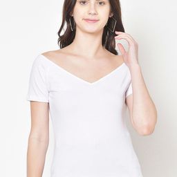 Cation Women White Solid Pure Cotton Top-image-36