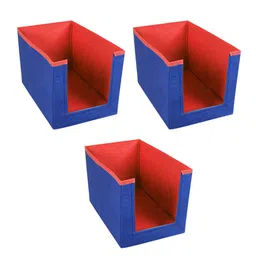 Kuber Industries Set Of 3 Blue & Red Solid Sustainable Shirt Stackers-53