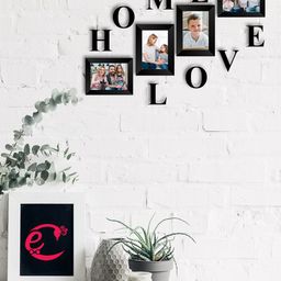 eCraftIndia Set of 4 Black Solid Memory Wall Collage Photo Frame With HOME & LOVE Plaques-14