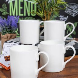 GOODHOMES Set of 4 White Solid Bone China Tea & Coffee Mugs-18